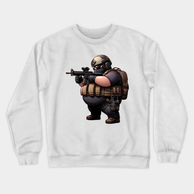 Tactical Fatman Crewneck Sweatshirt by Rawlifegraphic